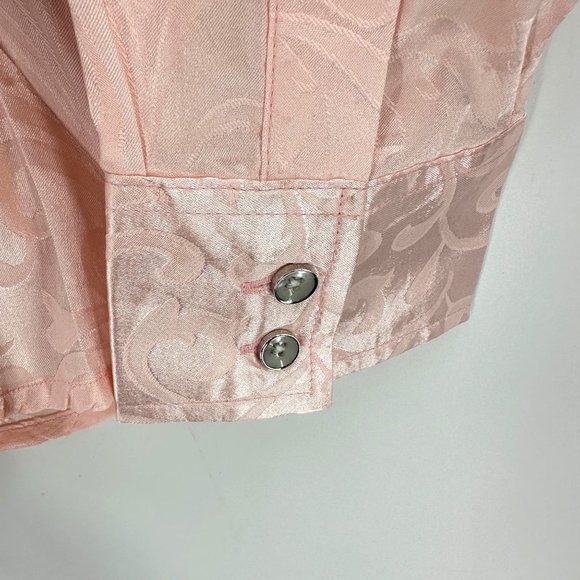 Zeroyaa Shirt Mens Button Down Long Sleeve Lightweight Leaves Pattern Pink XL - Picture 4 of 9